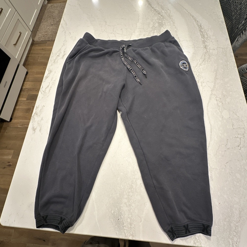 Savage X Fenty Sweatpants Size 3XL Gray Graphic Spellout Fleece Jogger